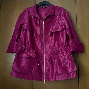 Lafayette 148 New York Wine Colored SILK Utility Jacket NWOT Ret $598 Sz 16